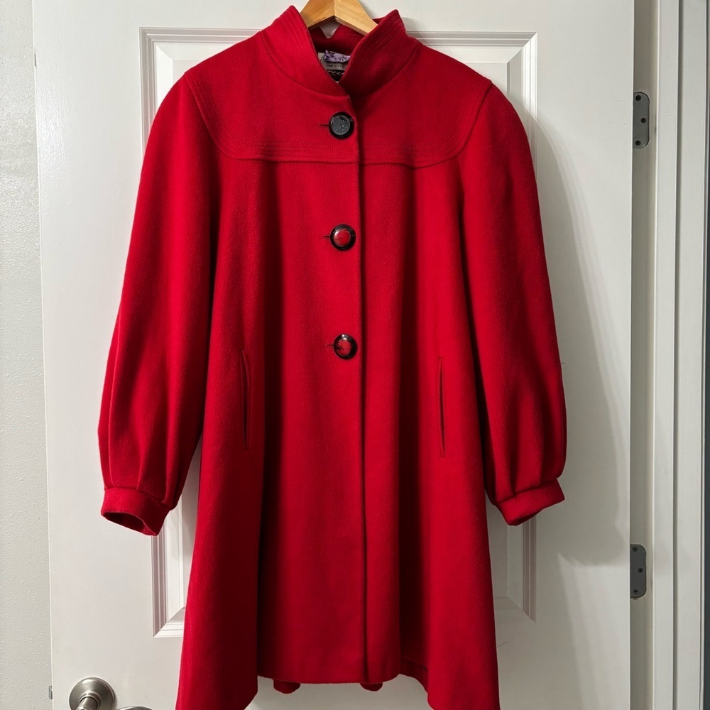 Vintage Ashley Scott Red Wool Blend Swing Coat size 1x/2x